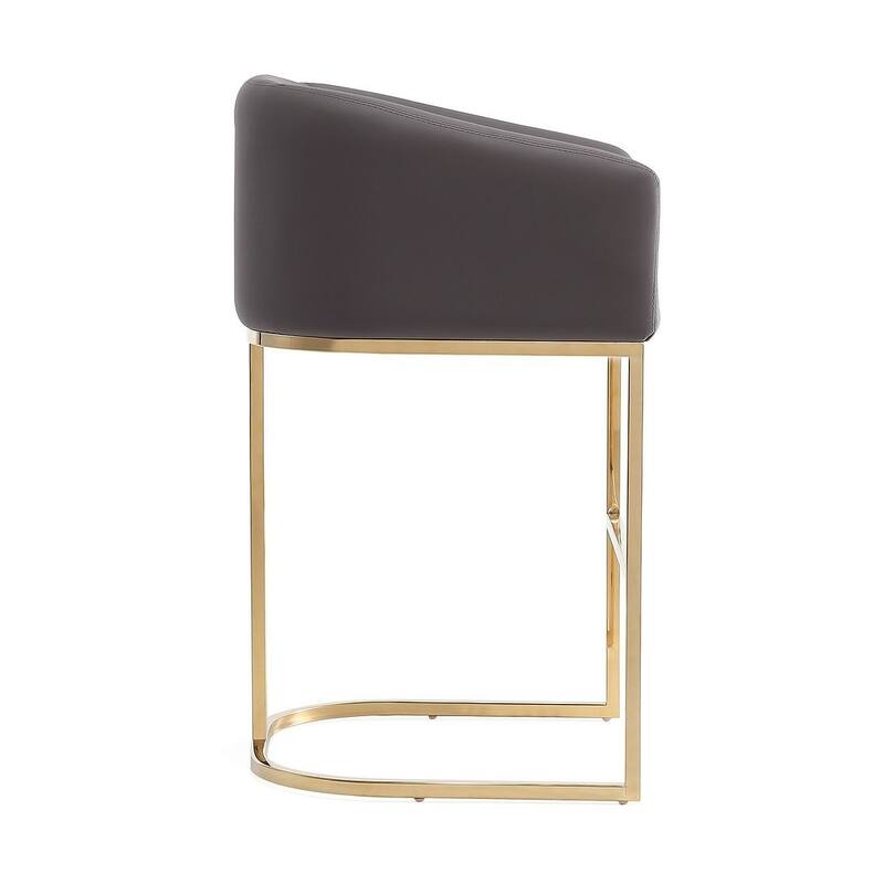 Manhattan Comfort Louvre 36 in. Titanium Gold Stainless Steel Counter Height Bar Stool (Set of 2)