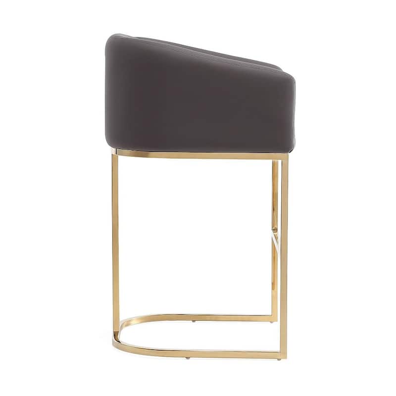 Manhattan Comfort Louvre 36 in. Titanium Gold Stainless Steel Counter Height Bar Stool (Set of 3)
