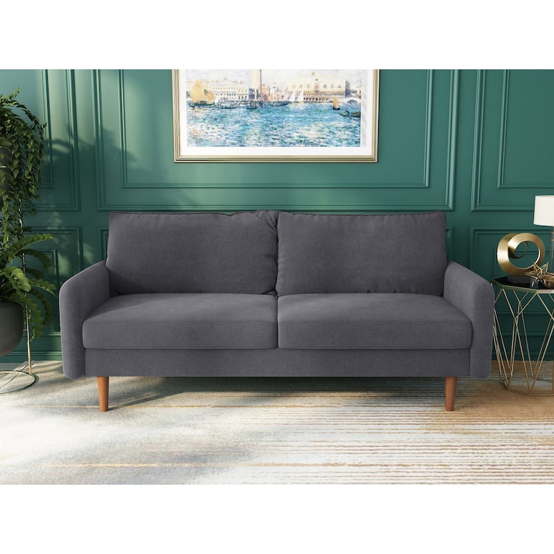 70''Velvet Square Arm Sofa - Grey