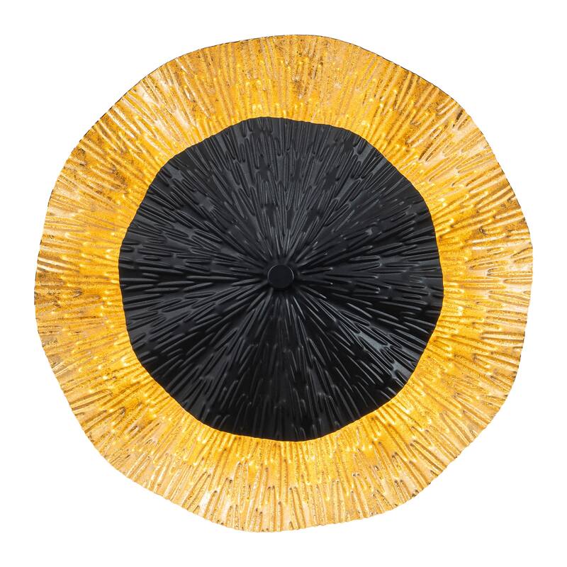 Matte Black & Gold Foil Round Dimmable Integrated LED Wall Sconce