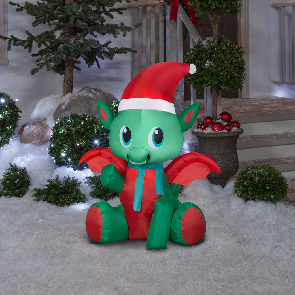 Gemmy Christmas Inflatable Baby Dragon, 3.5 ft Tall