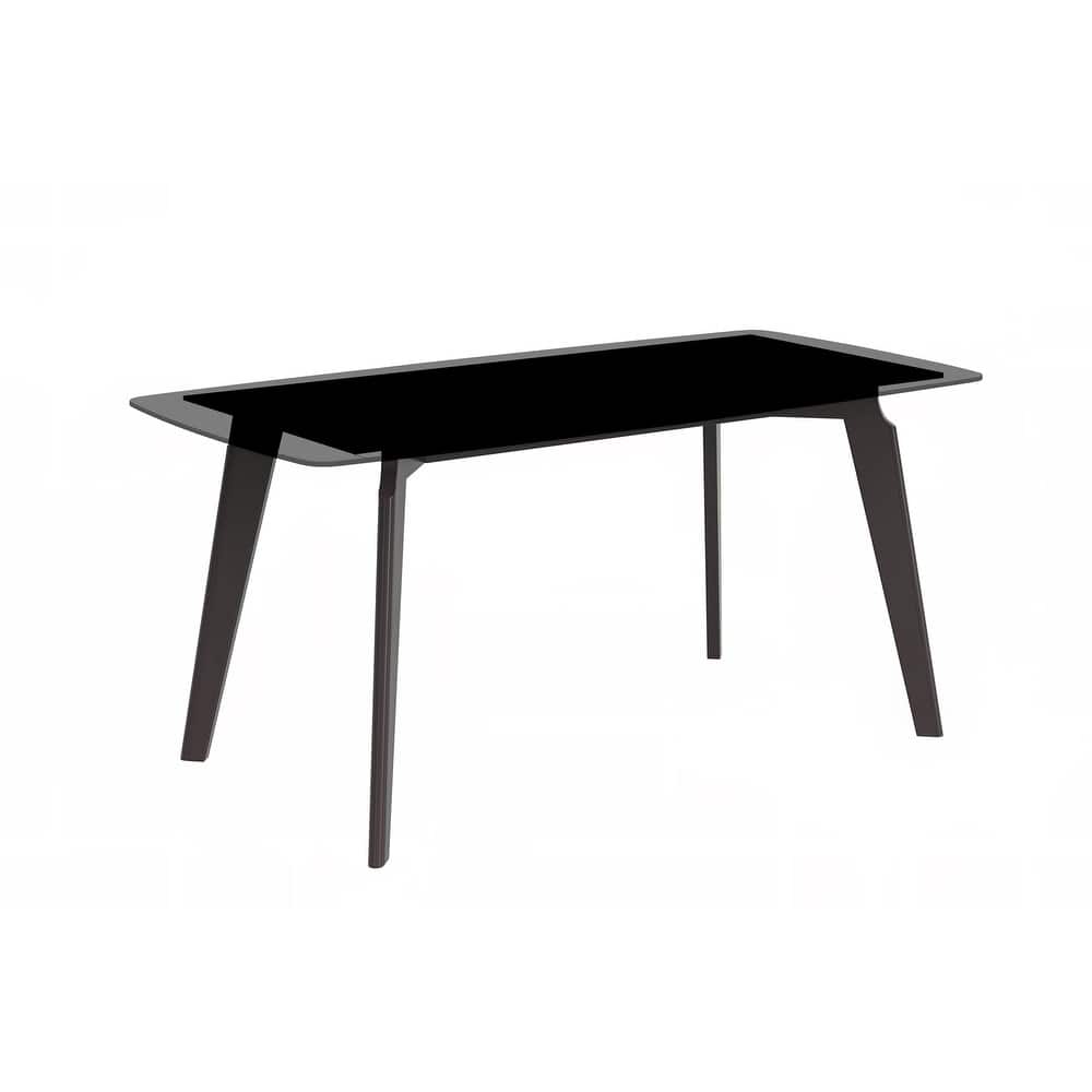 Krevor Modern Dining Table with Rectangular Sintered Stone or Glass Tabletop and Black Steel Base Furniture for Home and Office
