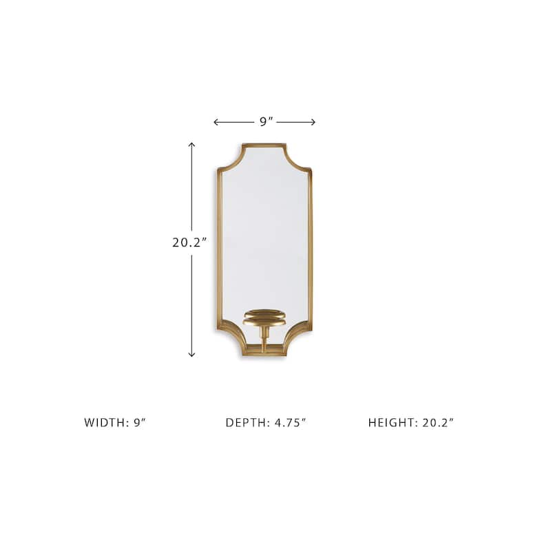 Signature Design by Ashley Dumi Gold-tone Mirrored Wall Sconce - 9" W x 4.75" D x 20.2" H