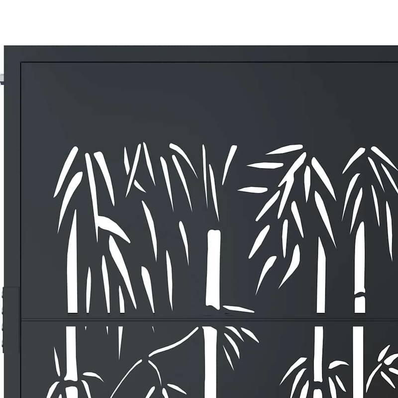 vidaXL Garden Gate Decorative Outdoor Fence Anthracite Steel Bamboo Design - 43.3 x 70.9"