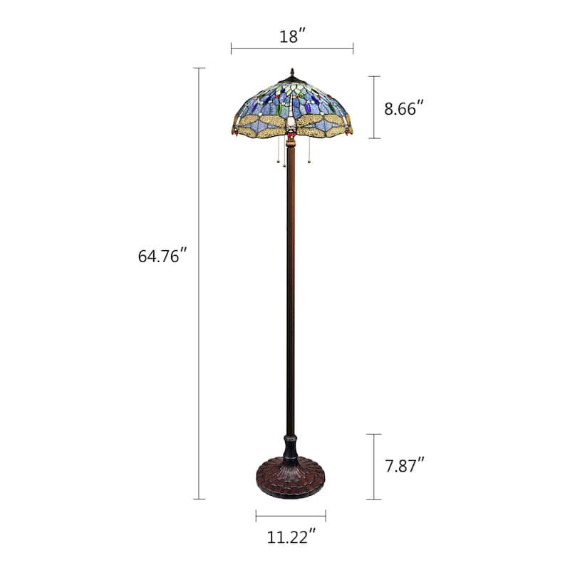 Tiffany-Style Dragonfly Design Dark Bronze Floor Lamp - Dark Bronze - Dark Bronze