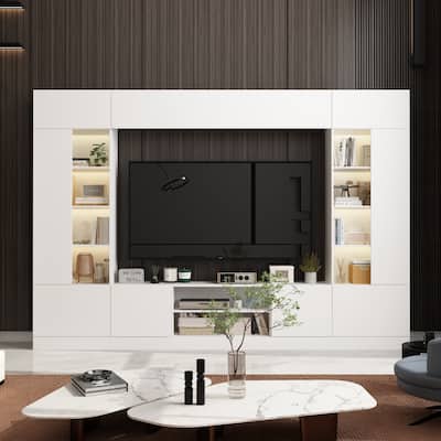 Wall Unit TV Stand with Bookshelves for TVs up to 70", Modern Console