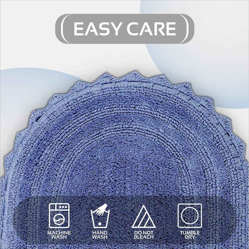 Better Trends Oval Bath Rugs Set 100% Cotton Soft & Water Absorbent Tufted Bathroom Rug for Shower, Sink Bath Mats Lilly Crochet