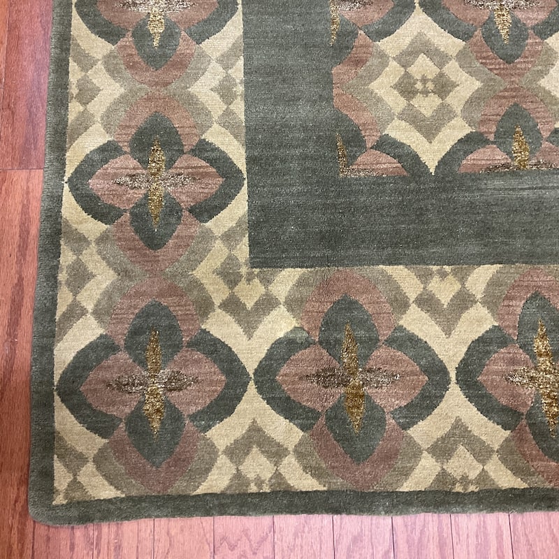HERAT ORIENTAL Handmade Fine Tibetan Silk/Wool Rug - 6' x 9'