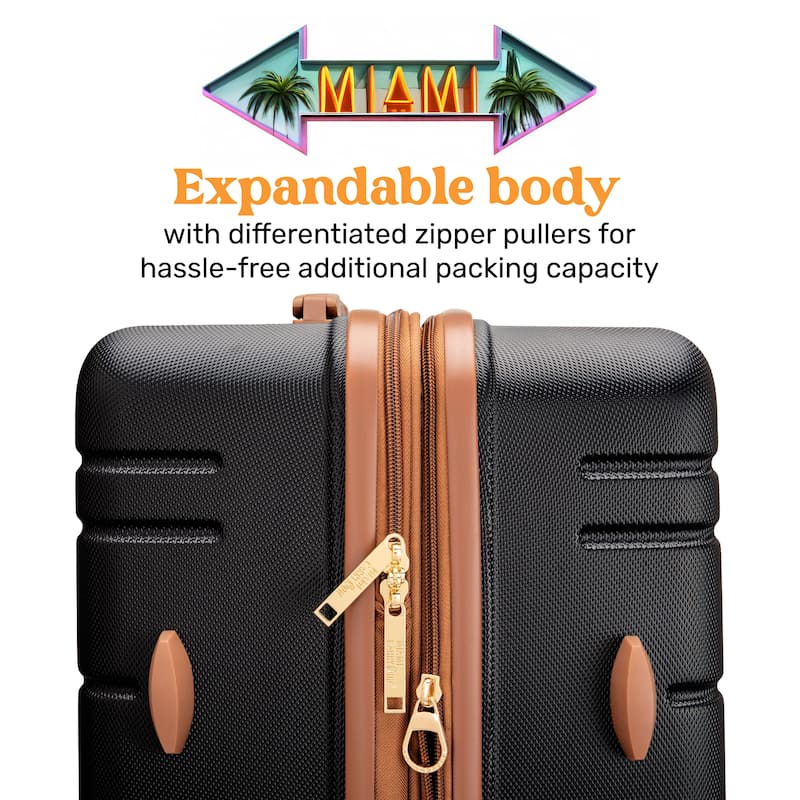 Miami CarryOn Brickell 3 Piece Expandable Retro Spinner Luggage Set