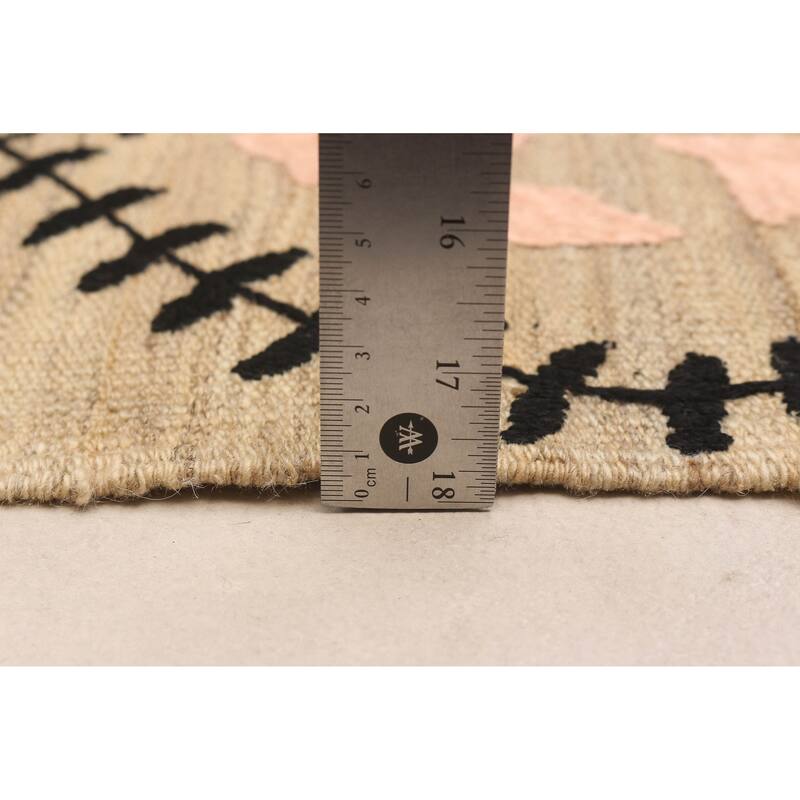 ECARPETGALLERY Flat-Weave Ankara FW Khaki Silk, Wool Kilim - 6'9 x 9'3