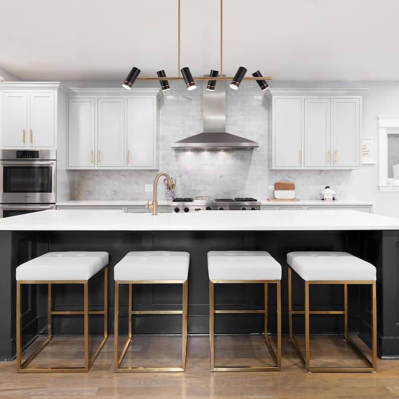 Modern 6-Light 36" LED Black Gold Large Chandelier Metal Linear Kitchen Island Lights - 36" L x 7.5" W x 10" H