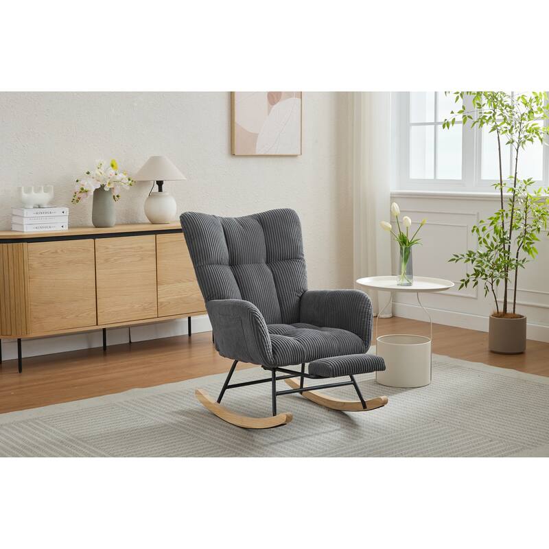 Modern Nursery Upholstered High Back Rocking Chair