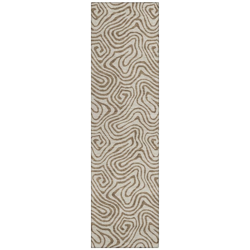 Machine Washable Indoor/ Outdoor Modern Trance Chantille Rug