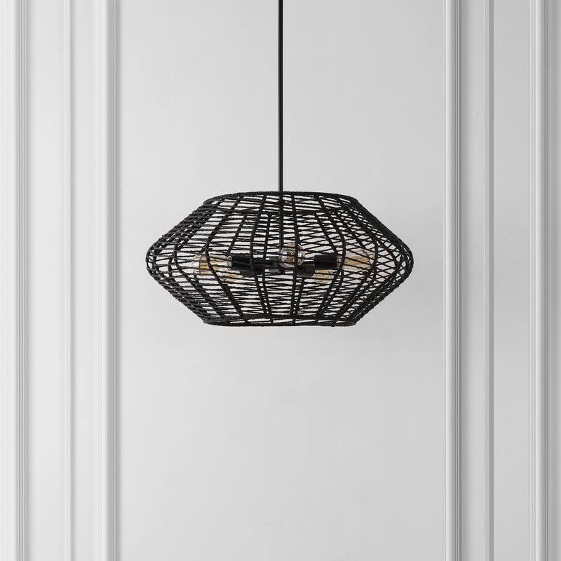SAFAVIEH Lighting Santoshi 5 Light 28" Pendant - 28" x 28" x 20-50" - withD/H - Black - 28Wx28Dx50H