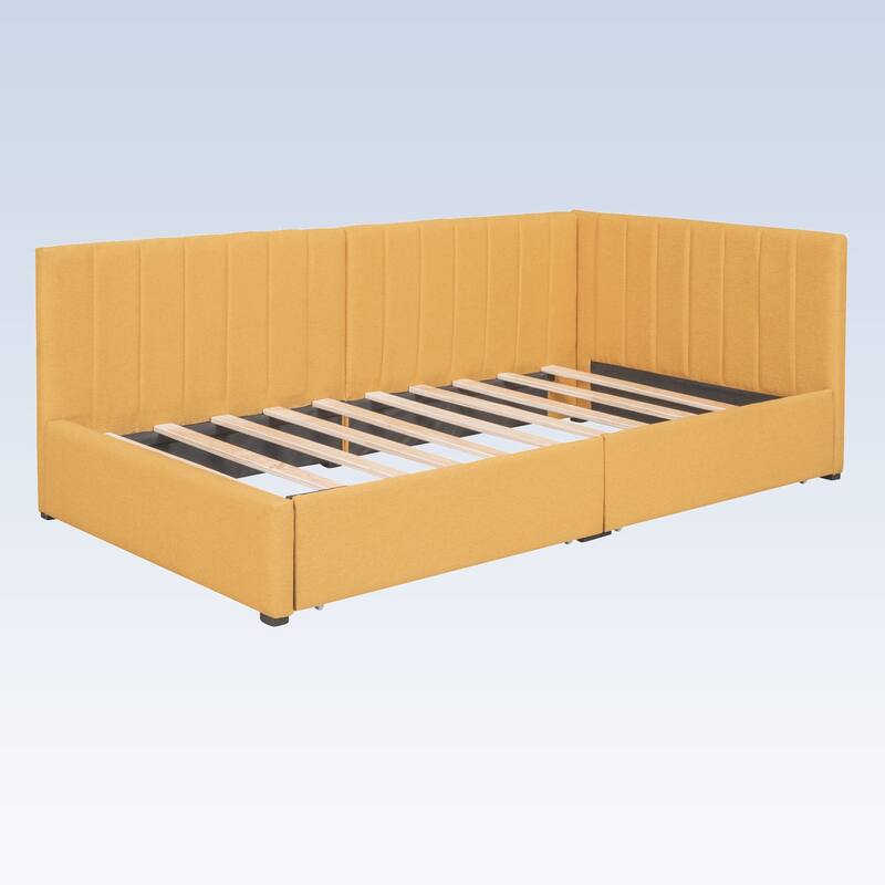 Modern Twin Size Upholstered Daybed with 2 Storage Drawers