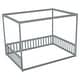 preview thumbnail 11 of 9, Full Size Canopy Bed Floor Bed with Fence, Guardrails