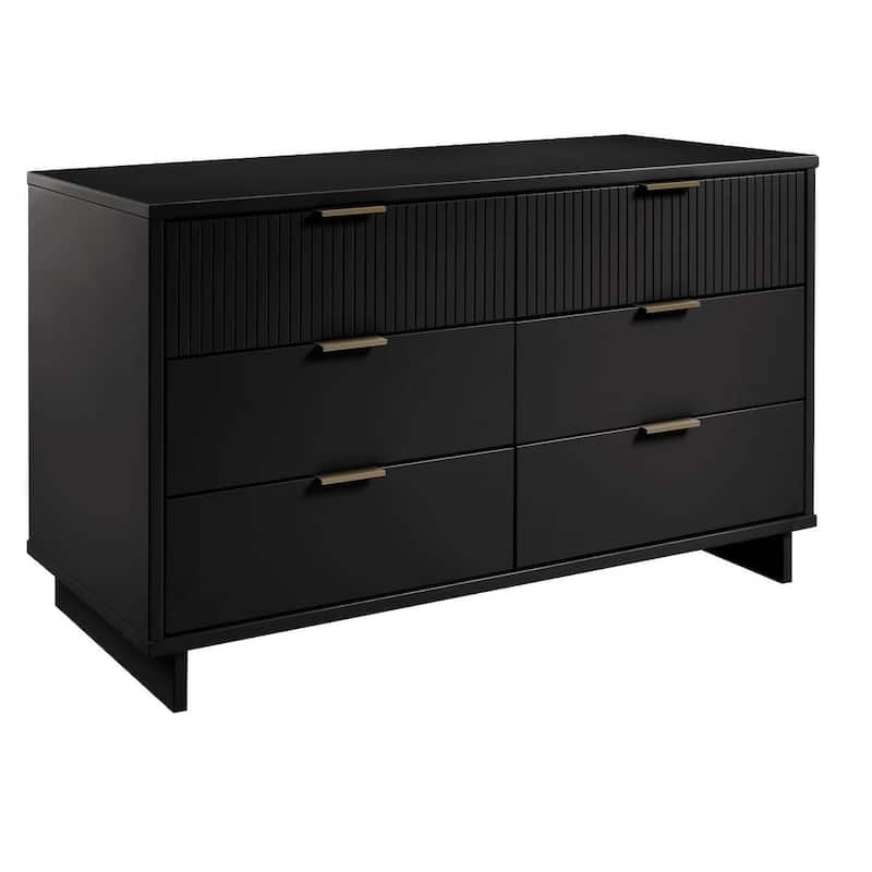 Manhattan Comfort Granville 55.07" Modern Double Wide 6 Drawer Dresser