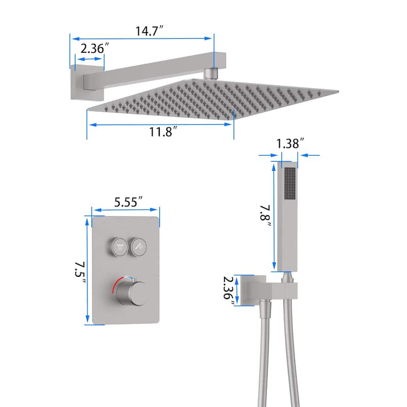 GIVINGTREE Complete Shower System with Rough-In Valve - 12 inch