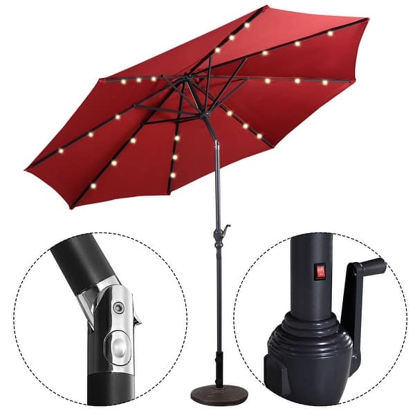10 patio solar led light umbrella sunshade gazebo garden market Cantilever Umbrella with Solar LED Lights