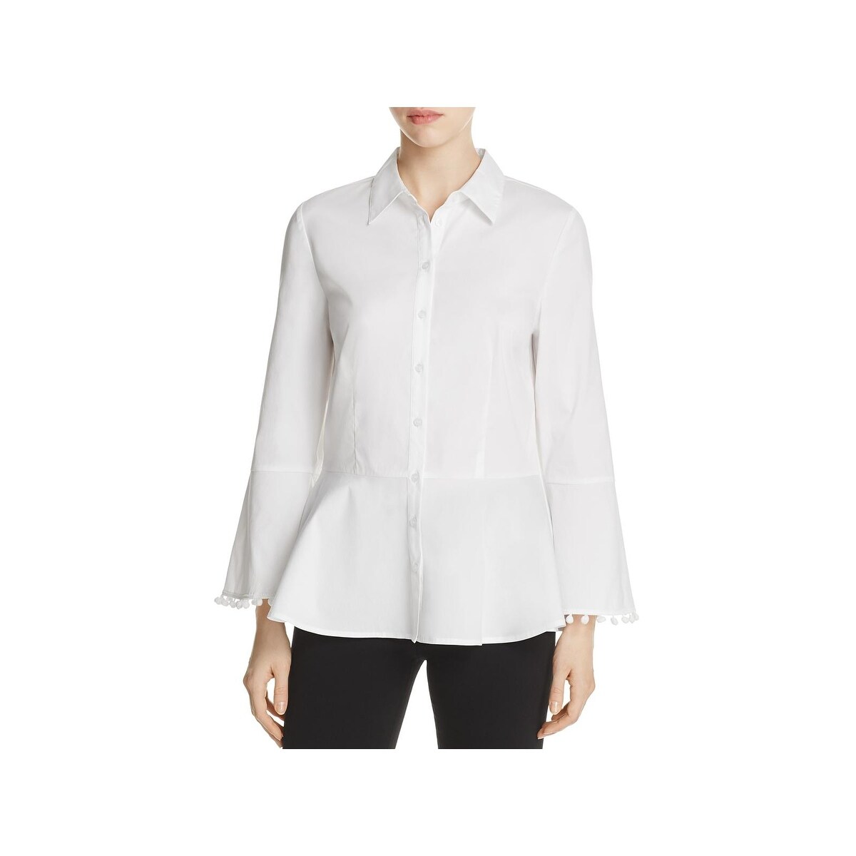 Shop Marled Reunited Clothing Womens Button Down Top Pom Pom