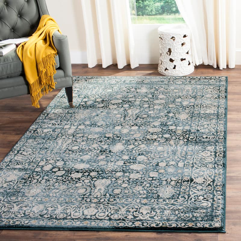 SAFAVIEH Serenity Shameera Traditional Oriental Rug with Fringe - 5'1" x 7'6" - Blue/Ivory