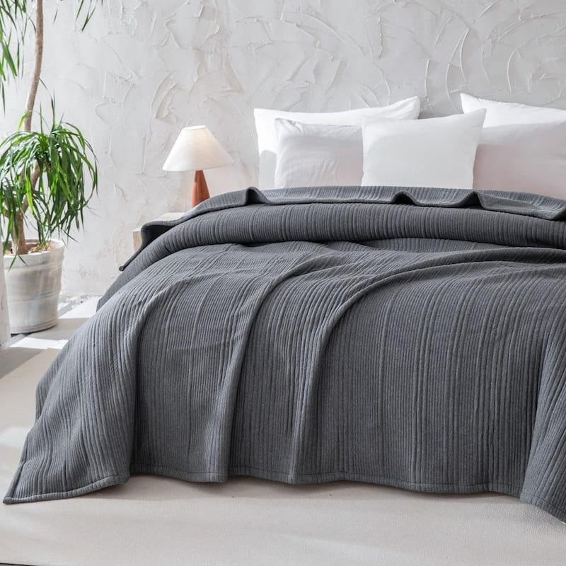 Cotton Cloud Jersey Bed Blanket, Quilted Bedspread, Soft Coverlet