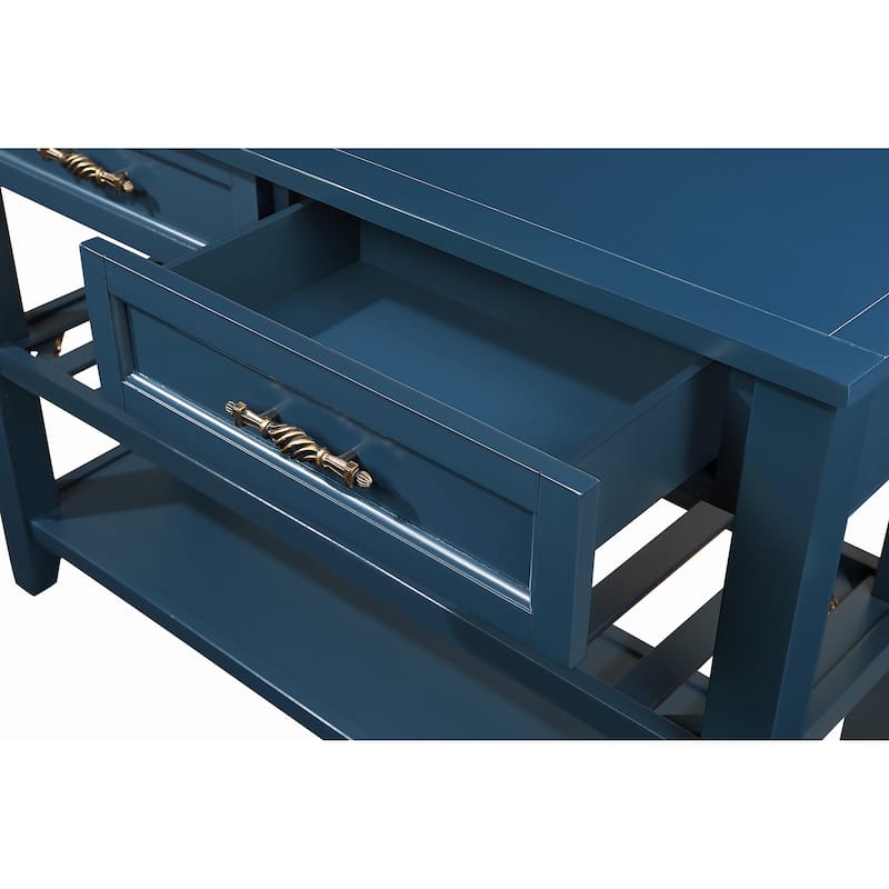 Console Sofa Table with 2 Storage Drawers and 2 Tiers Shelves