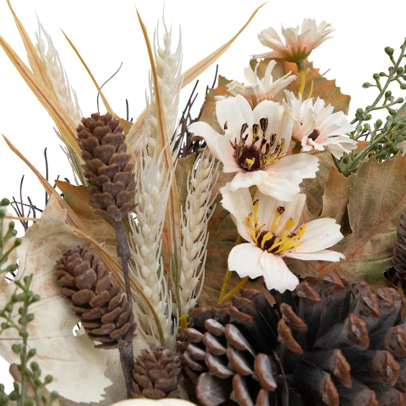 Pumpkin and Pinecone Fall Harvest Artificial Wreath - 24" - Unlit