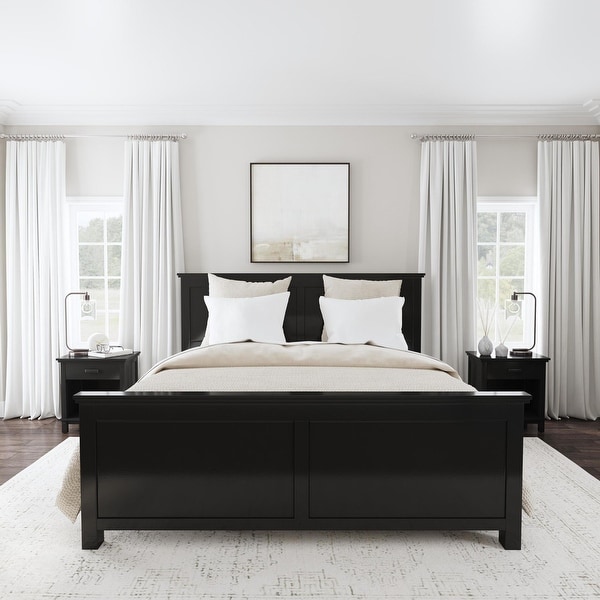 Black wooden king shop bed