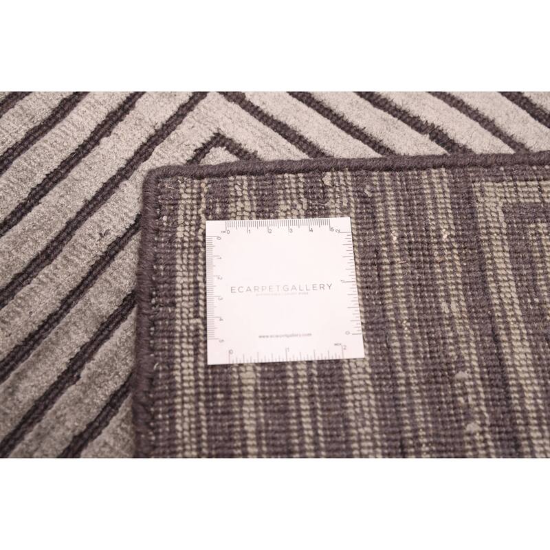 ECARPETGALLERY Hand Loomed Elysian Grey Viscose Rug - 6'6 x 9'7