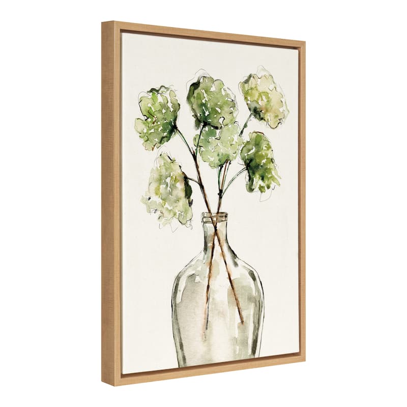 Kate and Laurel Sylvie Greenery Vase Framed Canvas by Sara Berrenson