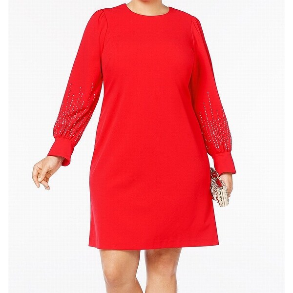 calvin klein red sheath dress