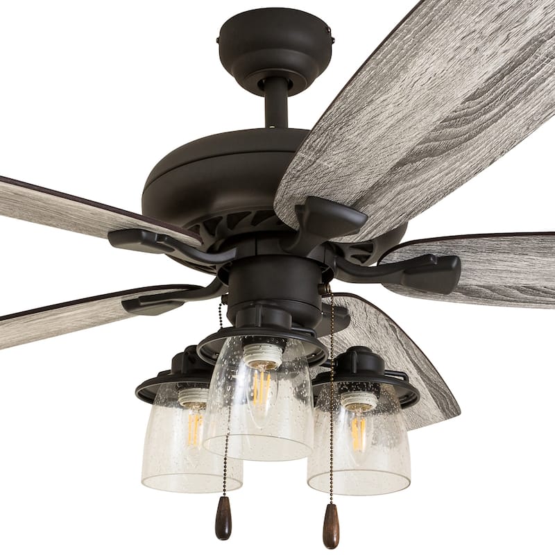 The Gray Barn Chevening 52-inch Coastal Indoor LED Ceiling Fan with Pull Chains 5 Reversible Blades - 52