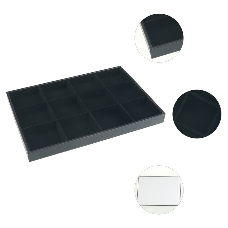Velvet Jewelry Organizer Trays with Removable Dividers for Drawers, Jewelry Organizer Drawer Inserts Container Case Storage - 12 Grid Tray