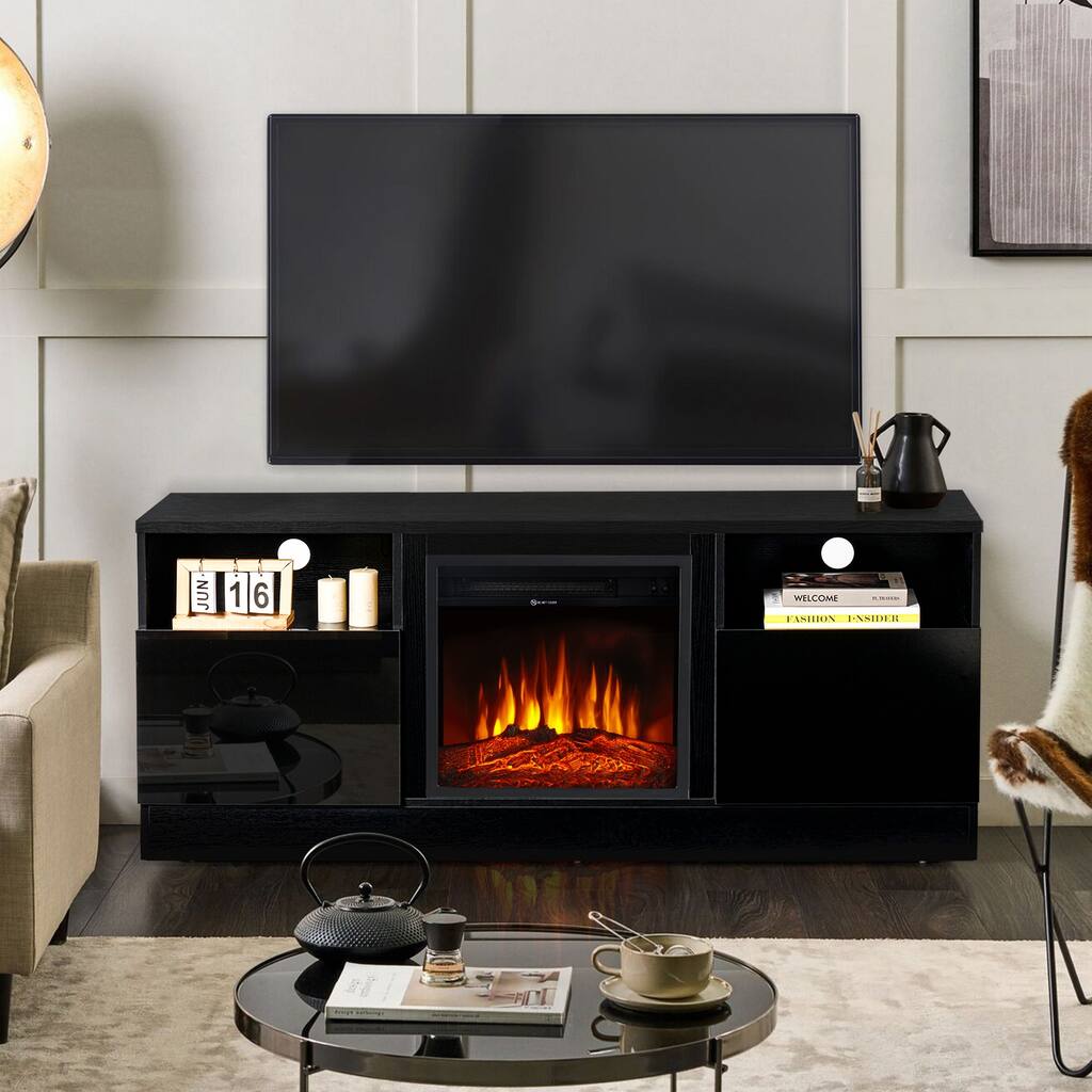 58 inches Fireplace TV Stand with 18" Electric Fireplace