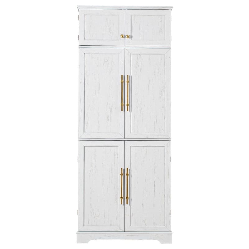 Farmhouse 78.2" Tall Kitchen Pantry Cabinet with Door Shelves, Adjustable Shelves and Hidden Drawer
