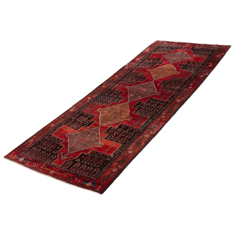 ECARPETGALLERY Hand-knotted Andelz Red Wool Rug - 4'4 x 11'1