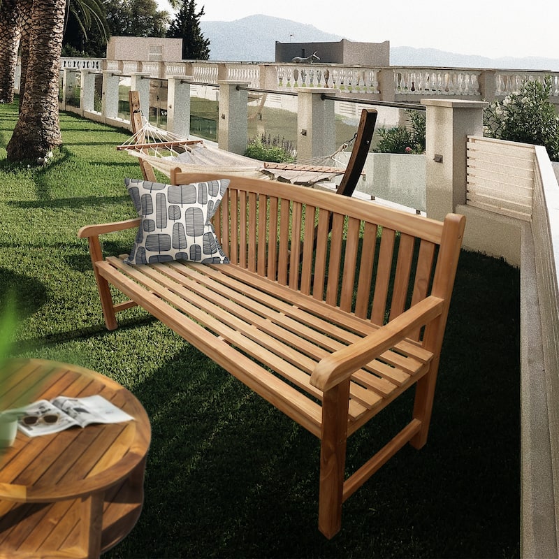 Seven Seas Teak Buenos Aires Oval Outdoor Teak Wood Patio Bench, 6 Foot