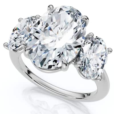 Certified 6Ct Three Stone Oval Diamond Anniversary Engagement Ring Lab Grown