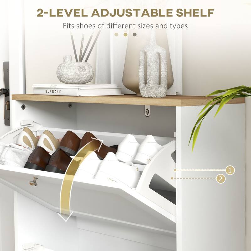 Modern Narrow Shoe Storage Cabinet with Adjustable Shelves, Holds 12 Pairs of Shoes, Ideal for Entryways, Hallways and Proch