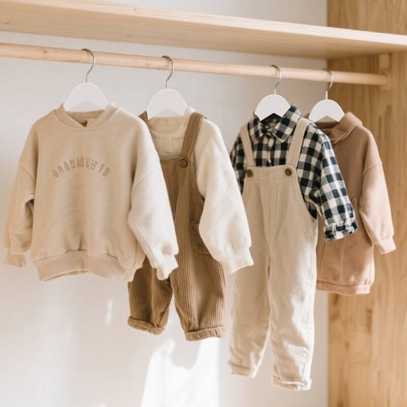 BP4U Kids Wooden Hangers with Pants Bar, Wood Clothes Hangers for Baby, Newborns, Toddlers & Children's Shirts, Coats, Dresses