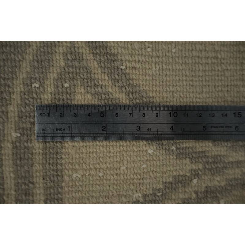 Hand Knotted Oriental 100% Wool Carpet Modern Geometric Beige & Ivories Nepalese Area Rug - 9' 8'' X 8' 2''