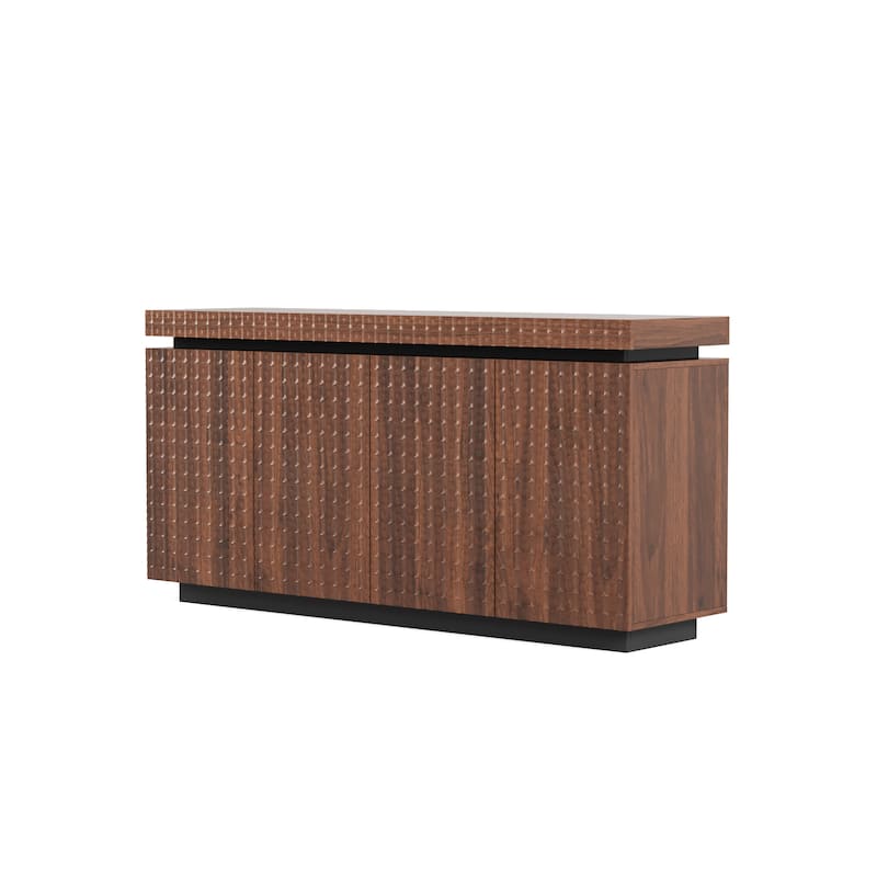 Sideboard Buffet Cabinet 58.3" Modern Accent Storage Sideboard, Rustic 4-Door Freestanding Cabinet with Anti-Dumping Design