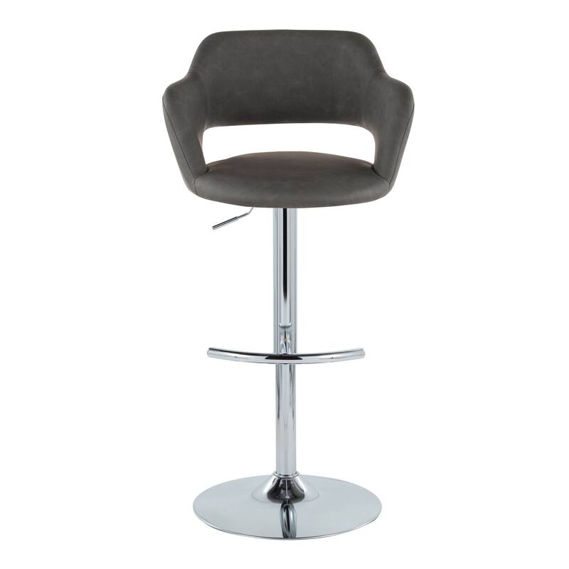 Porch & Den Vallen Adjustable Faux Leather Bar Stool with Rounded T Footrest (Set of 2)