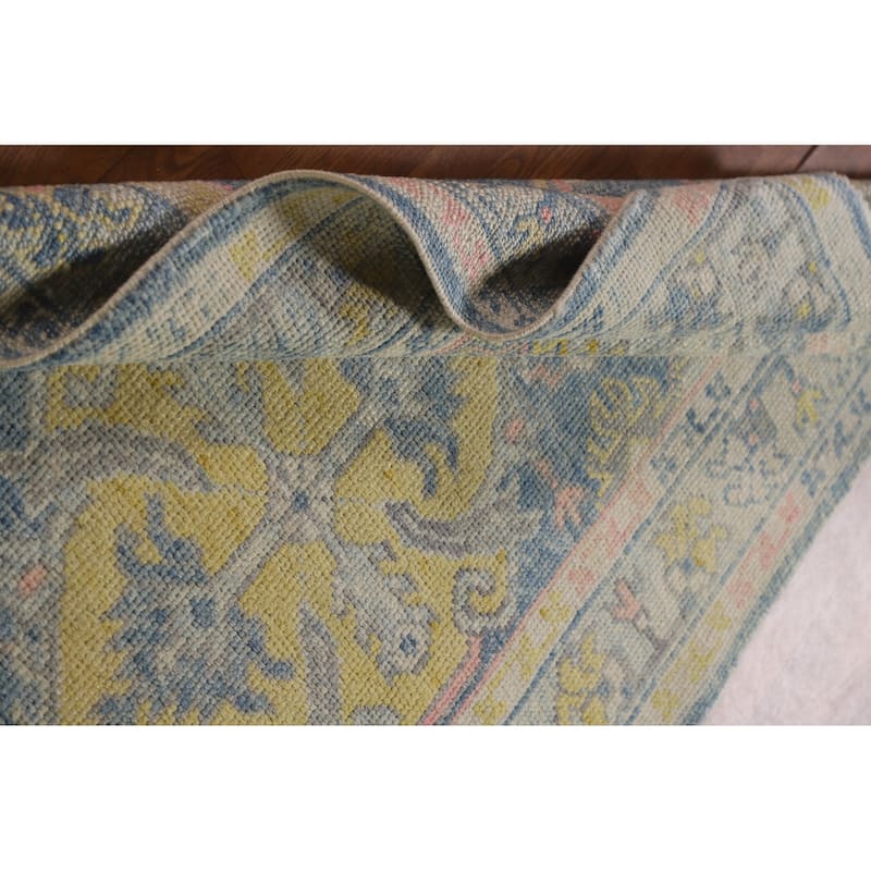 Vegetable Dye Oushak Turkish Runner Rug Handmade Wool Carpet - 3'0"x 11'9"