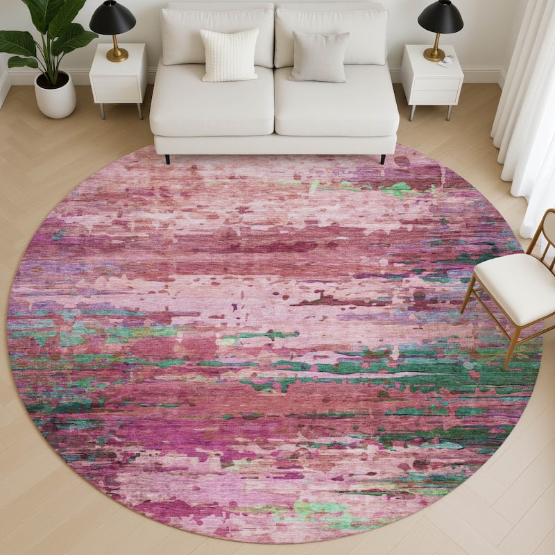 Premium Washable Super Soft Abstract Ombre Mayfield Rug - Pink - 8' x 8'