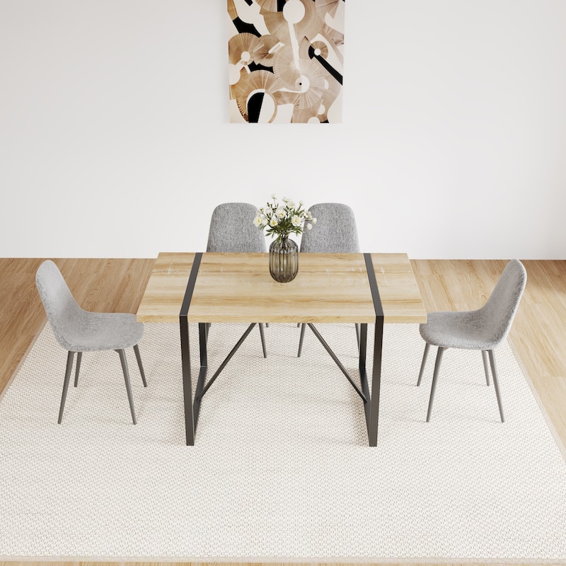 Dining Chairs Set of 4, Modern Accent Chairs with Linen Fabric Upholstered Seat