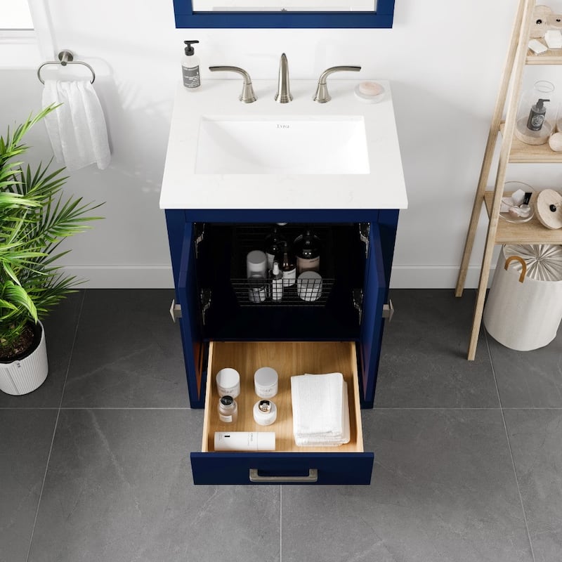 Eviva Aberdeen 24"W Bath Vanity with Carrara Quartz Top
