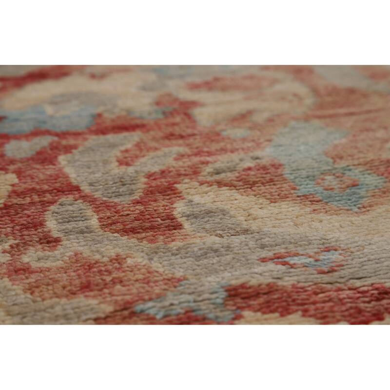 Vegetable Dye Oushak Turkish Rug Handmade Floral Wool Carpet - 8'2"x 10'2"