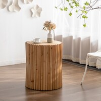 Cylindrical Coffee Table with Vertical Texture Relief Design - Bed Bath ...